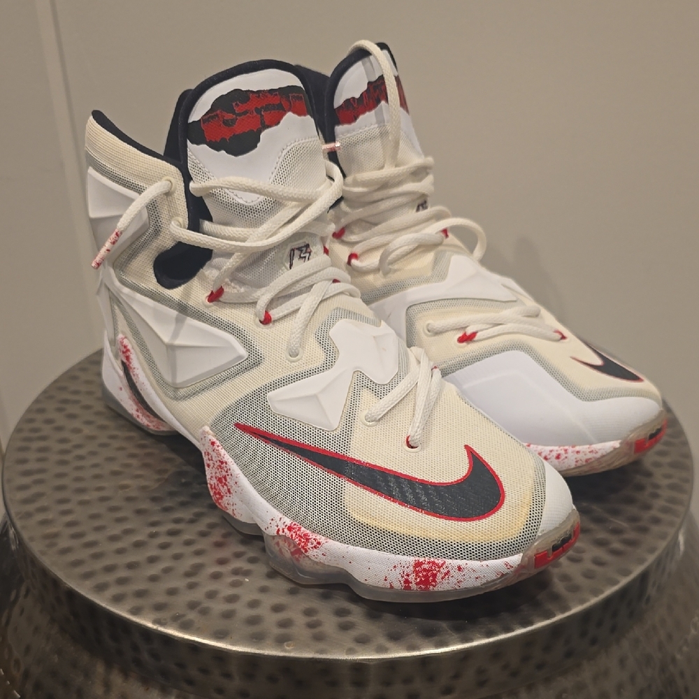 Nike Cream and Red High-Top Sneakers